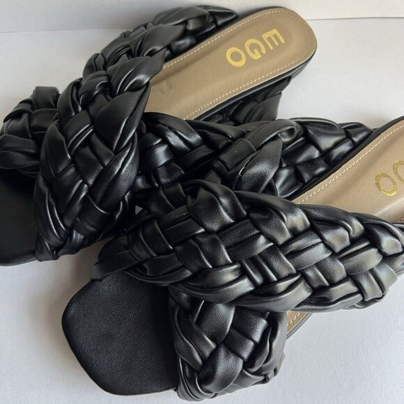 EGO Womens Black Slip On Open Toe Flat Sandals Slides Size 7.5 - Picture 10 of 13